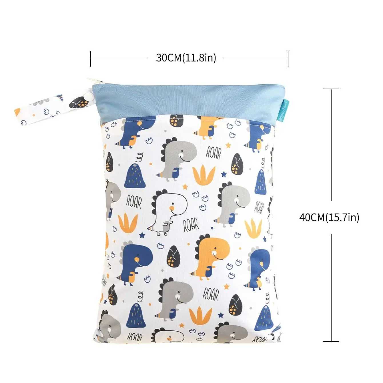 HappyFlute Printed 30*40CM Wetbag 2pocket With Handle Reusable Waterproof Prints Wet Dry Diaper BagXJ250117