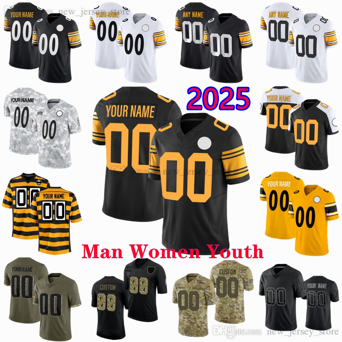 Custom DIY 54 Zach Frazier Jersey 76 Troy Fautanu Pickens TJ 2025 Watt Football Justin Fields Joey Porter Patrick Queen Freiermuth Highsmith Pickett Warren Heyward