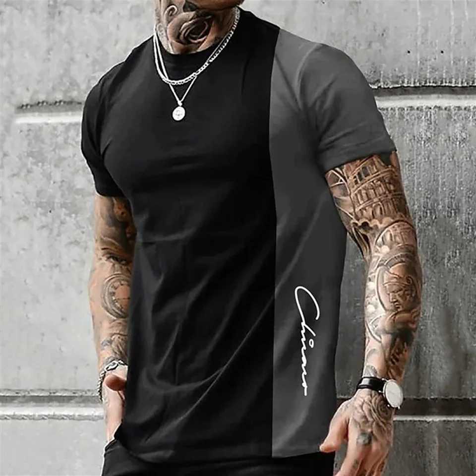 Mens Street T-shirt Summer Mens 3D Stripe Printing Short Sleeve Tops Fashion Everyday T Shirt Oversized Tee Shirt Men ClothingXJ250117