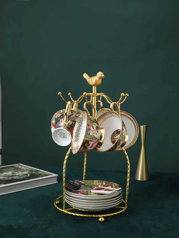 European Coffee Cups and Saucer Set Retro Figure Painting Bone English Tea Party Porcelain Teacup He Drinking Gift Z250102