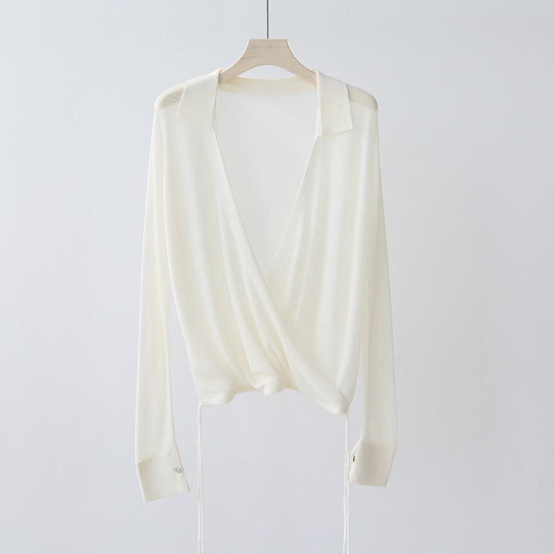 COHB3 Chic Women's Knit Cardigan in Light Fabric - Soft V-Neck & Feminine Lapel Detail