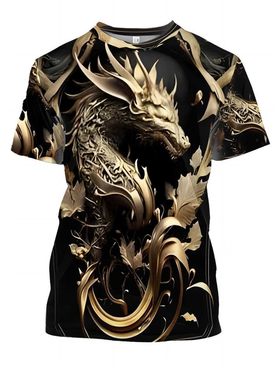 Mens T-shirt Dragon 3D Digital Printing O-Neck Short Sleeve Summer Tshirt Fashion Plus Size Loose Casual Knitted Tees Sport TopXJ250117