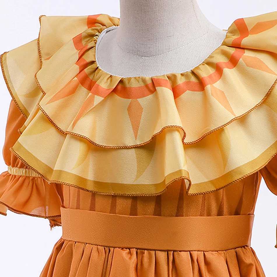 Pepa Dress Encanto Girls Princess Costume Kids Cosplay Carnival Mirabel Fancy Ruffle Apparel Madrigal Halloween Par OutfitsXJ250117