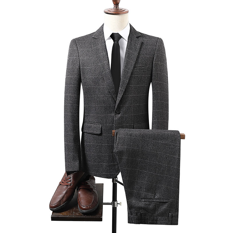 K780 Men's Slim Fit Plaid Suit - Business Casual Wedding Attire for Handsome Appearance