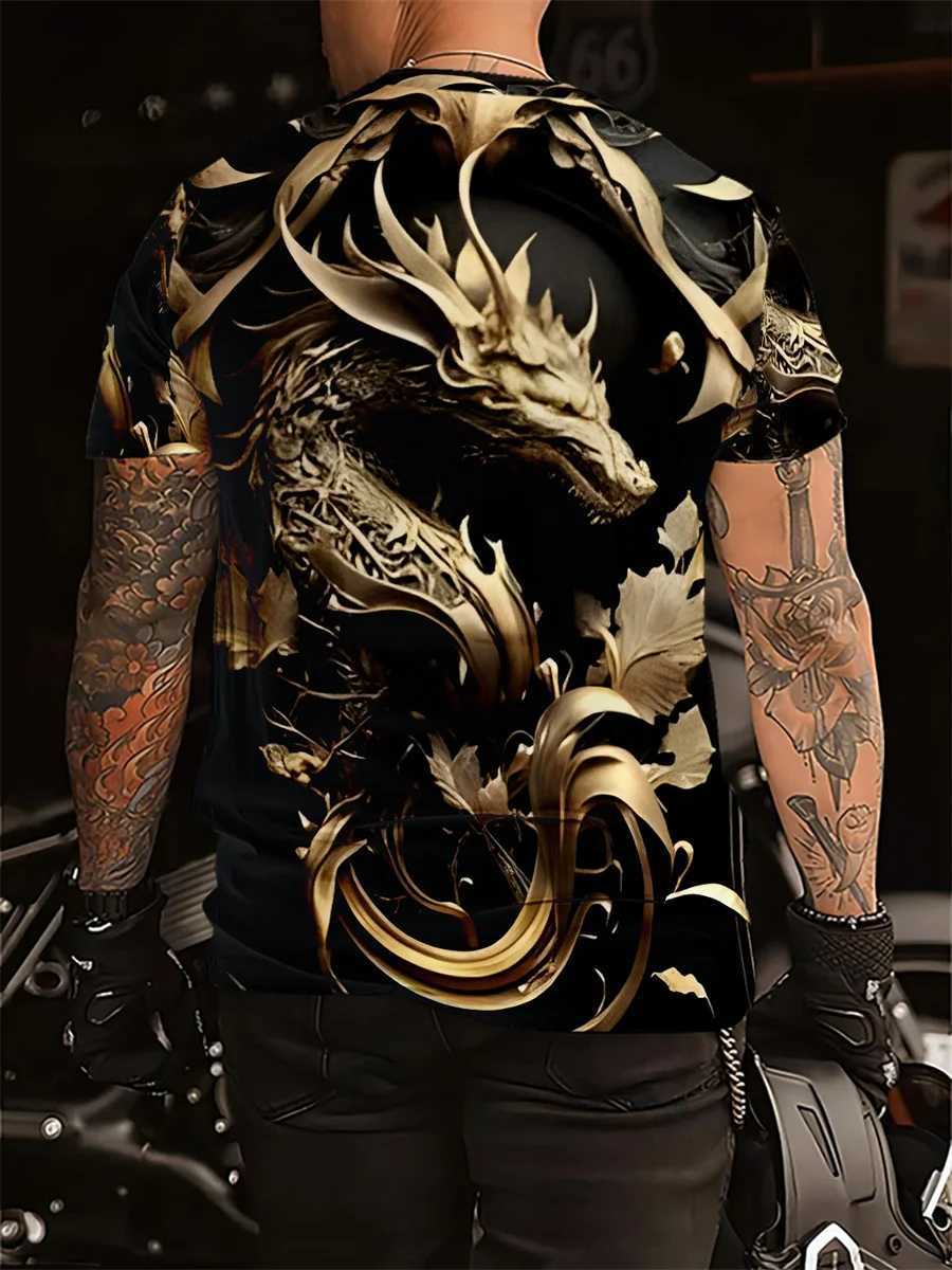 Mens T-shirt Dragon 3D Digital Printing O-Neck Short Sleeve Summer Tshirt Fashion Plus Size Loose Casual Knitted Tees Sport TopXJ250117
