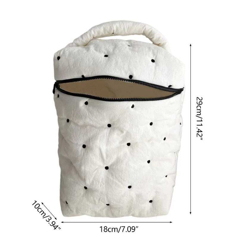 Dot Pattern Cotton Diaper Storage Bag Childrens Baby Cart Zipper Handbag Diaper Storage Bags Simple Travel Portable Storage-BagXJ250117