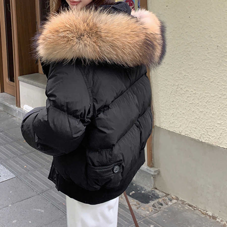 Korean Version Autumn and Winter Big Fur Collar Down Jacket for Women Short Style Loose and Thick Small Jacket Trendy Women Jackets Coat Woman Fur 241