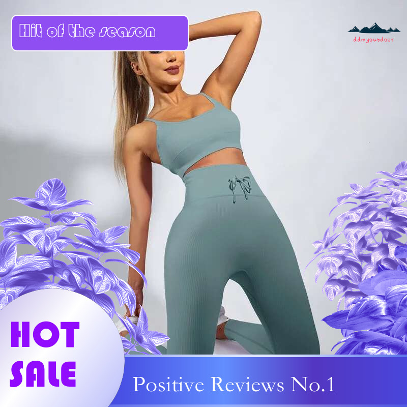 Ddmytiger China Domestic Sportswear Women Ribbed Sports Female Seamless Fiess Suits High Stretch Push Up Workout Set