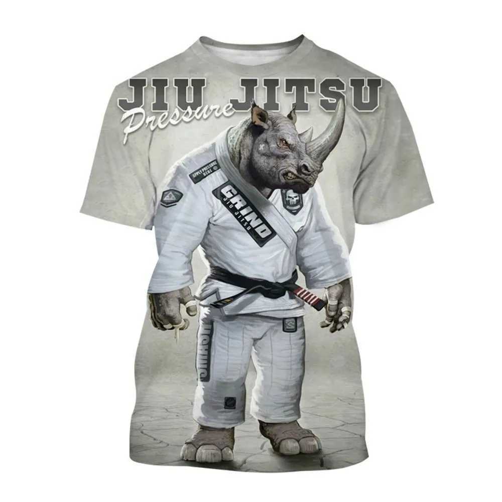 Mens T Shirt BJJ Jujitsu Enthusiast Wrestle Clothing Fashion 3D Animal Pattern Oversized T-shirt Casual O-neck Short Sleeve TopXJ250117