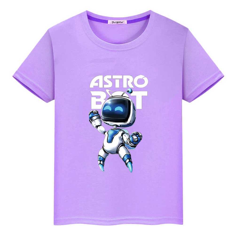 Astro Bot print 100% cotton Kawaii Tops animated short Y2K cartoon T-shirt for girls clothing M250116
