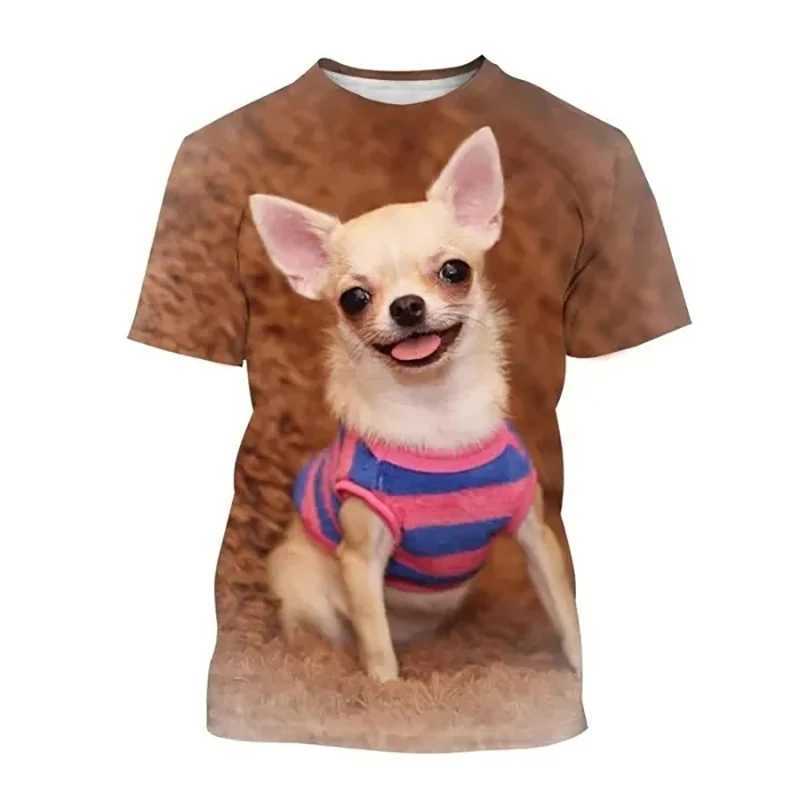 New Chihuahua Dog T-Shirts Cute Animal 3D Print Mens Woman Casual Short Sleeve T Shirt Oversized Harajuku Top Tees Man ClothingXJ250117