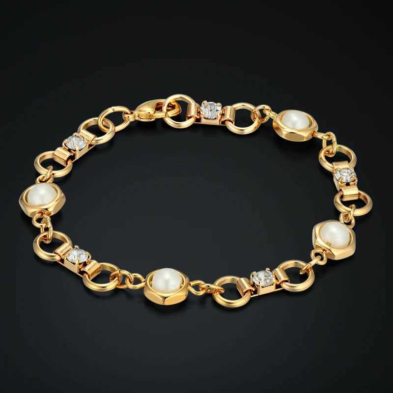 Cubic Zirconia Crystal Chain Bead Rhinestone Charm Bracelet for Women Ladies Gold Silver Color Bangle Jewelry AccorieXJ250117