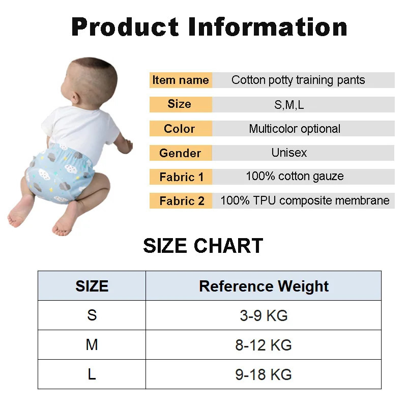 Baby Reusable Diapers Panties Potty Training Pants For Children Ecological Cloth Diaper Washable Toilet Toddler Kid Cotton Nappy 250113