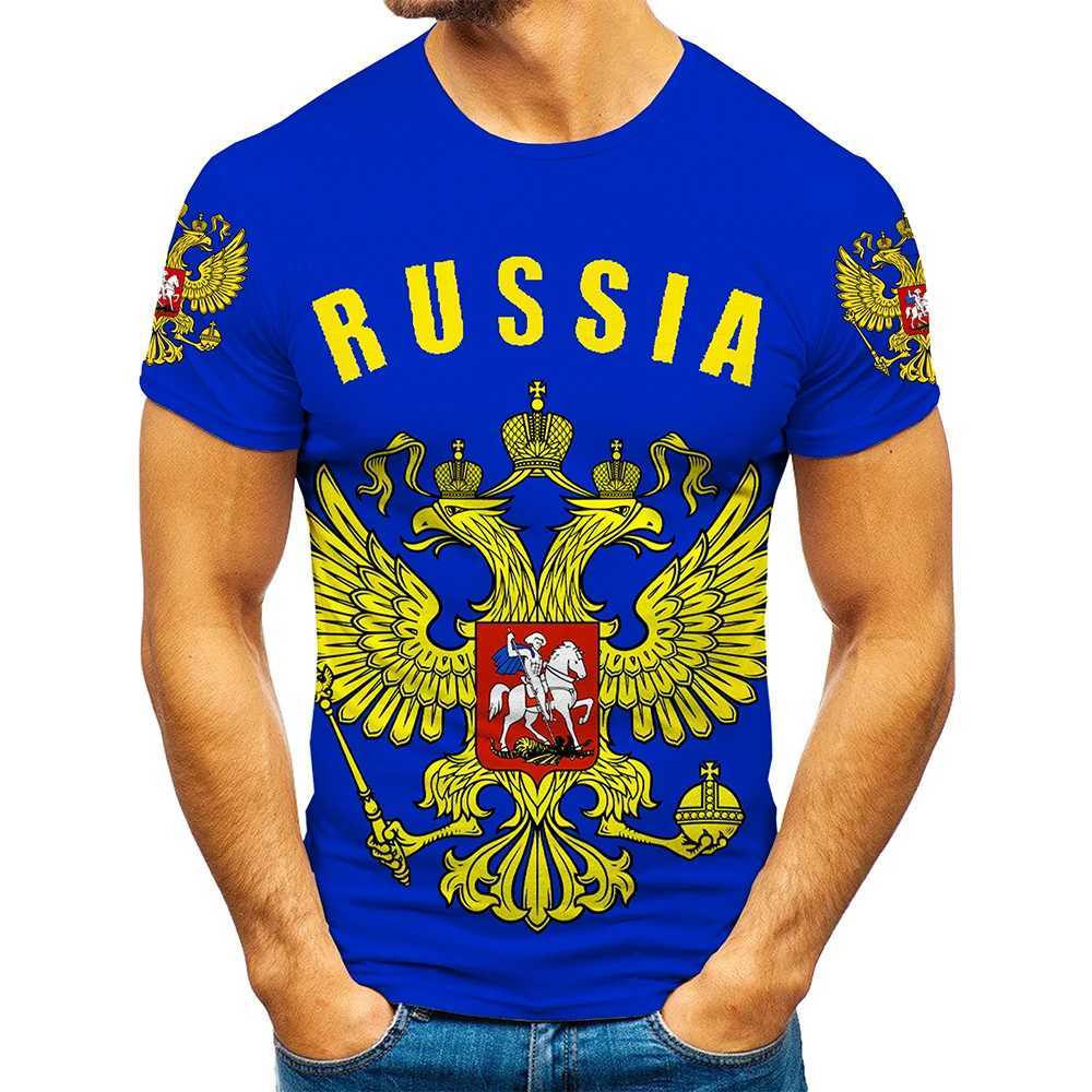 Russian Tee Tops Men/Women 3D Russia Flag Eagle Print Summer Casual T-shirt Unisex Hip Hop Punk Rock Tee Shirt Plus SizesXJ250117