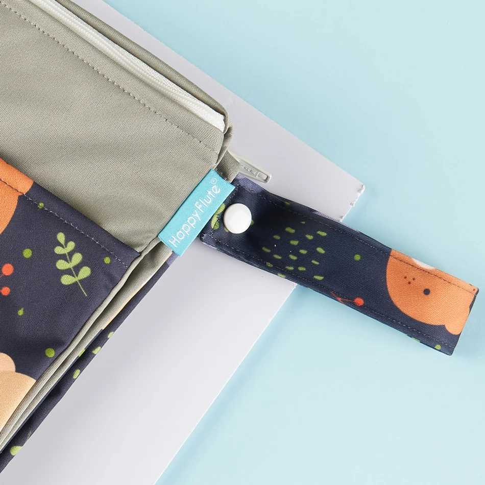 HappyFlute Printed 30*40CM Wetbag 2pocket With Handle Reusable Waterproof Prints Wet Dry Diaper BagXJ250117