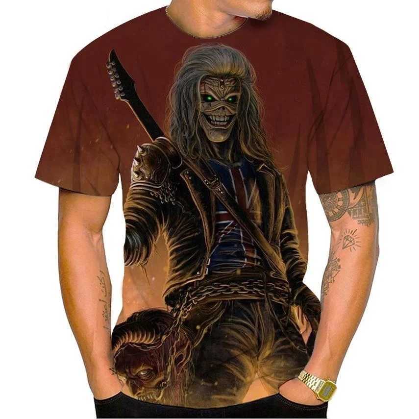 Hot Selling New Live Dead 3D Printing T-shirt Rock Music Round Neck Short Sleeve Heavy Metal Fashion Casual Mens Unisex TopXJ250117