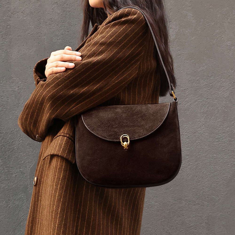 1pc JOGUJOS women's leather velvet fashionable shoulder bag, large capacity, style, polyester lining, solid color, top handle, rotating lock clos