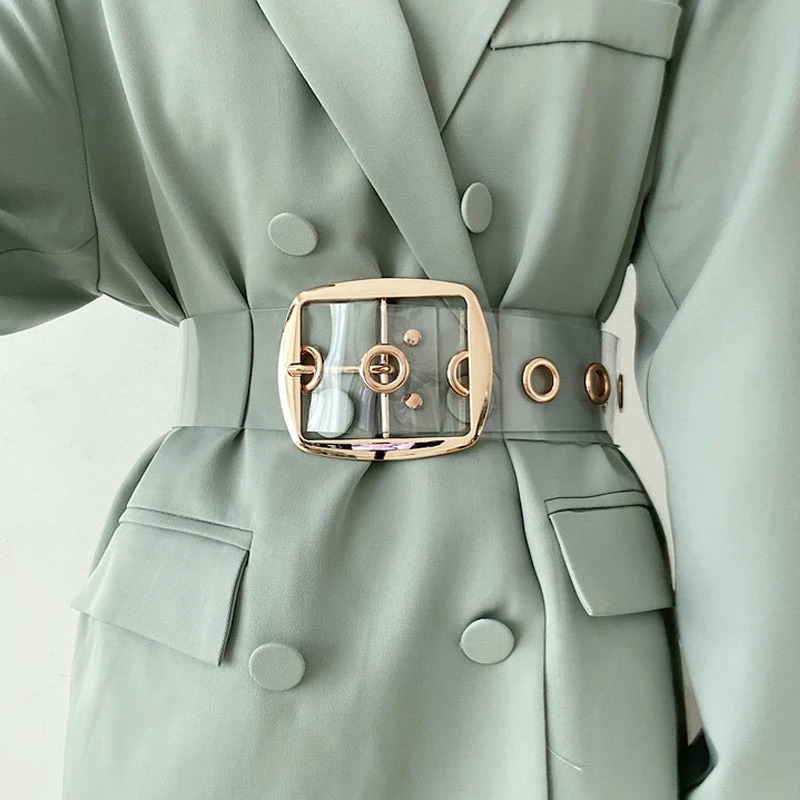 er transparent womens waist belt high-quality womens waist wide transparent tight corset belt plus size large waist belt jacket belt 250110