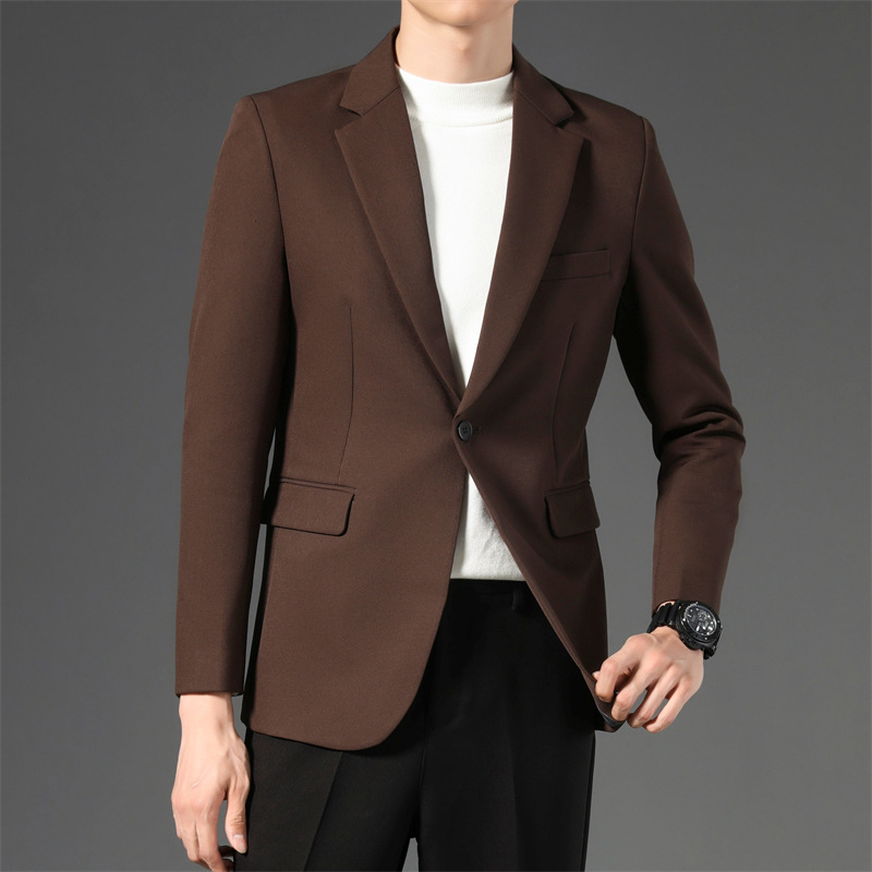 X121Stylish Men's Student Slim Fit Casual Suit - Long Sleeve Business Jacket for Young Professionals