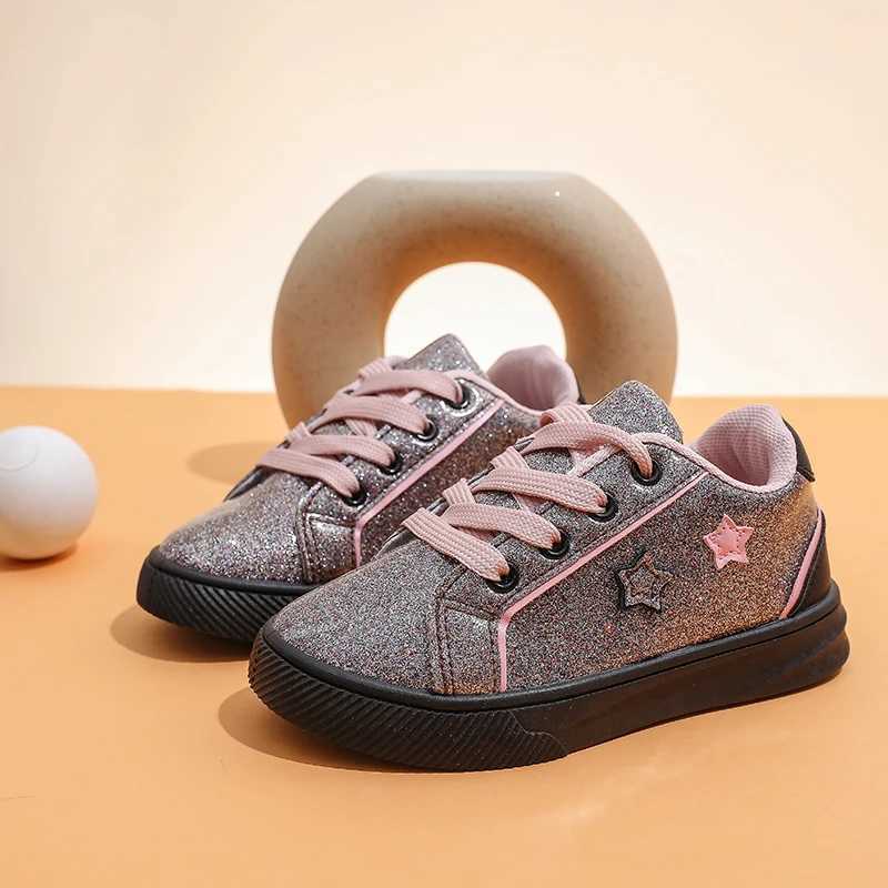Athletic Outdoor 2024 Black and Pink Star Glossy Girls Shoes Fashionable Casual Shoes Suitable for Leisure and Travel Comfortable and Good-LookingY250