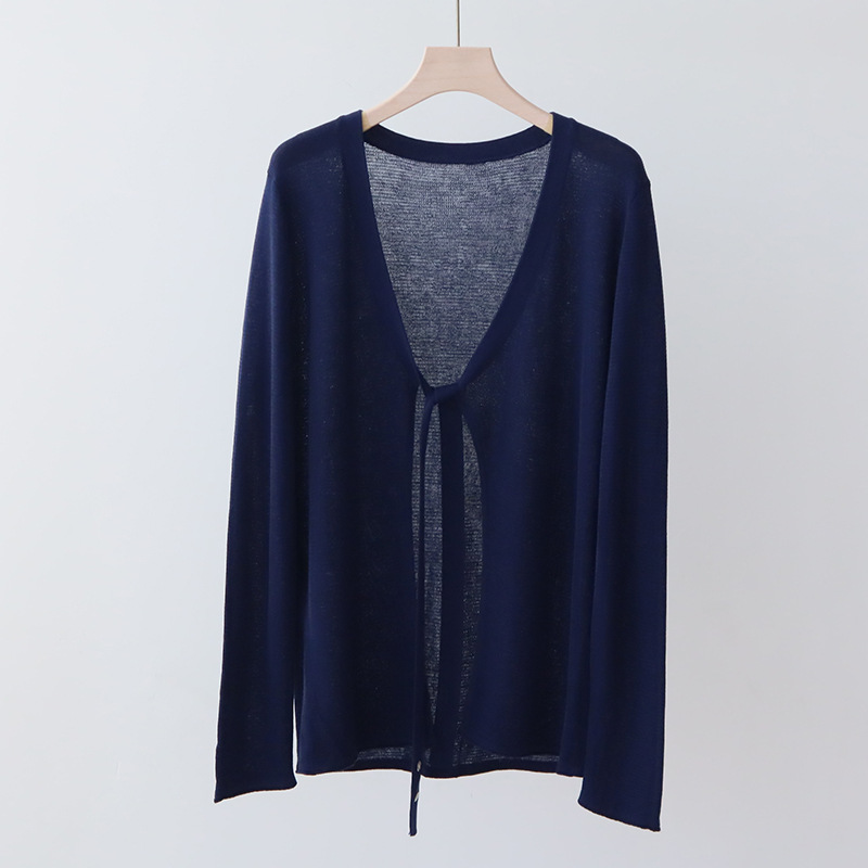 CRYJ1 Spring Collection for Her: -Silk Knit Sweater Jacket with Camisole Skirt - Elegant Lace-Up Top