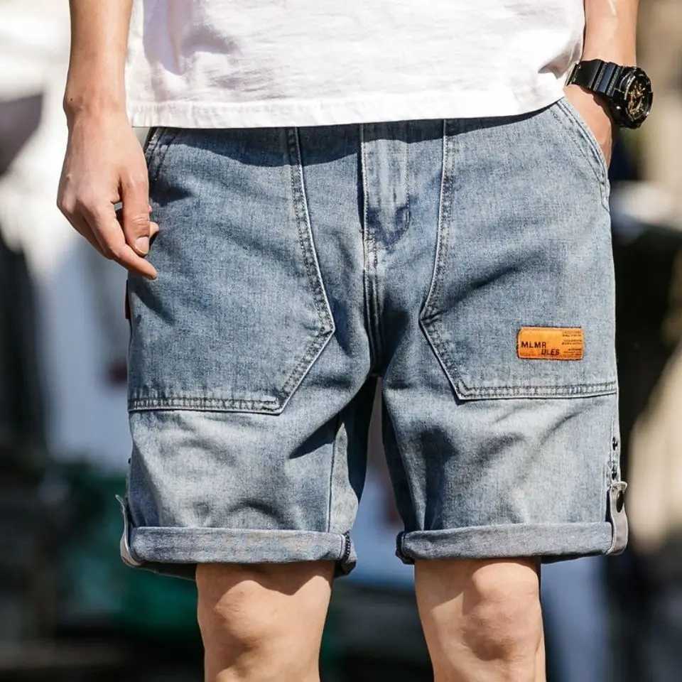 Male Denim Shorts Big Size Oversize Gray Cargo Mens Short Jeans Pants Retro Summer Xl Y2k Fashion Designer Streetwear New InXJ250117