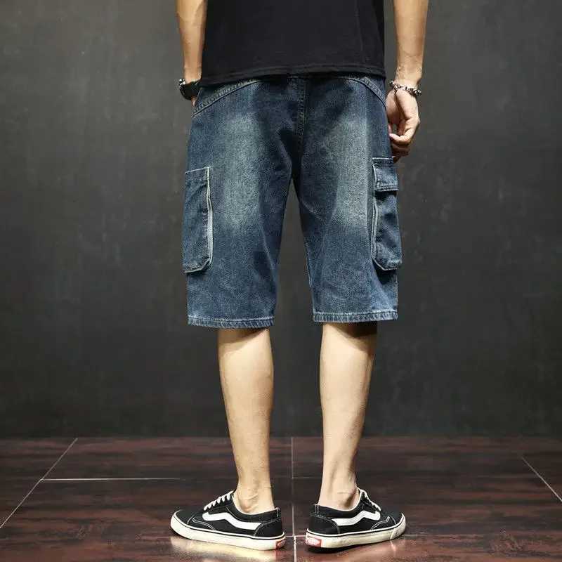Male Denim Shorts Cargo Straight Mens Short Jeans Pants Ripped Cowboy Designer Original New in Jorts Y2k Blue Cut Retro Sale XlXJ250117