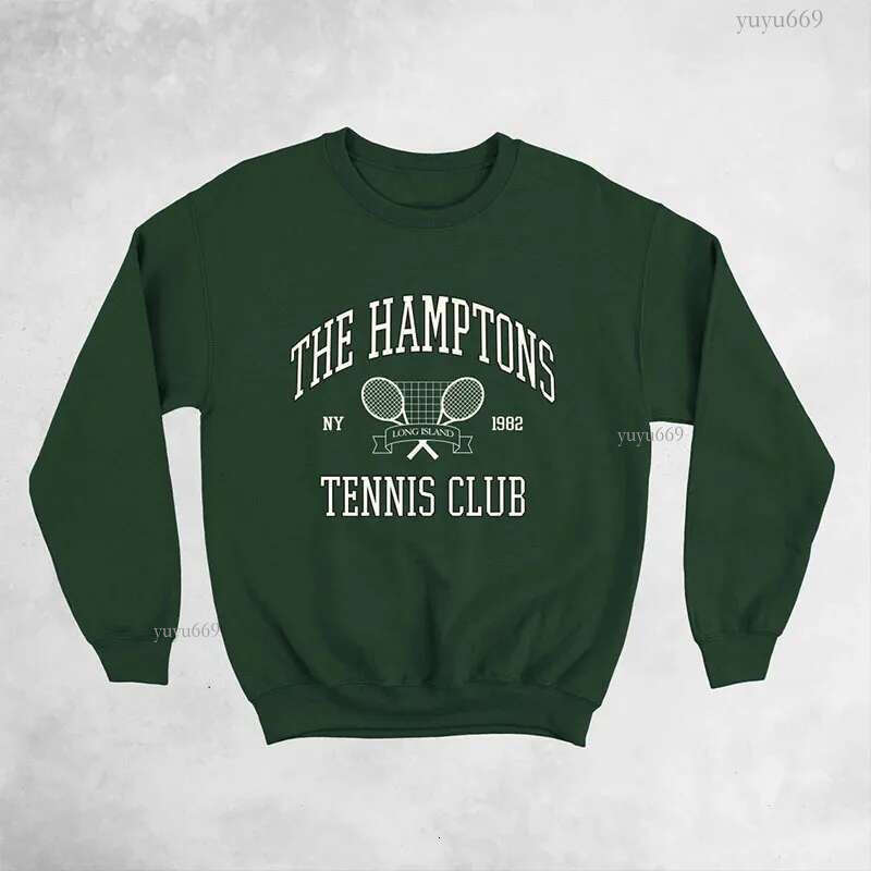 Men s Hoodies Sweatshirts The Hamptons Tennis Club Printing American Vintage Women Pullovers Long Sleeve Loose Cotton Thick Warm Spring Autumn 230829