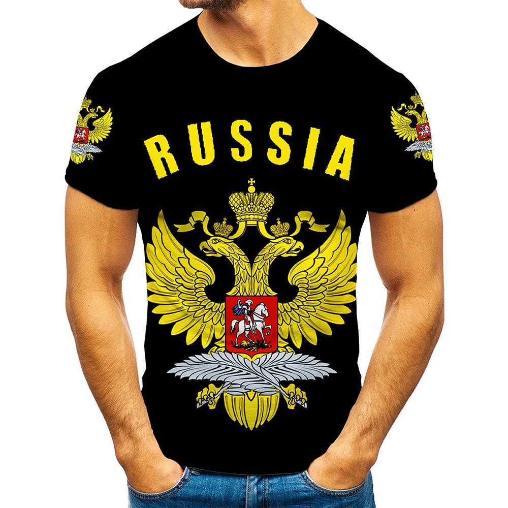 Russian Tee Tops Men/Women 3D Russia Flag Eagle Print Summer Casual T-shirt Unisex Hip Hop Punk Rock Tee Shirt Plus SizesXJ250117