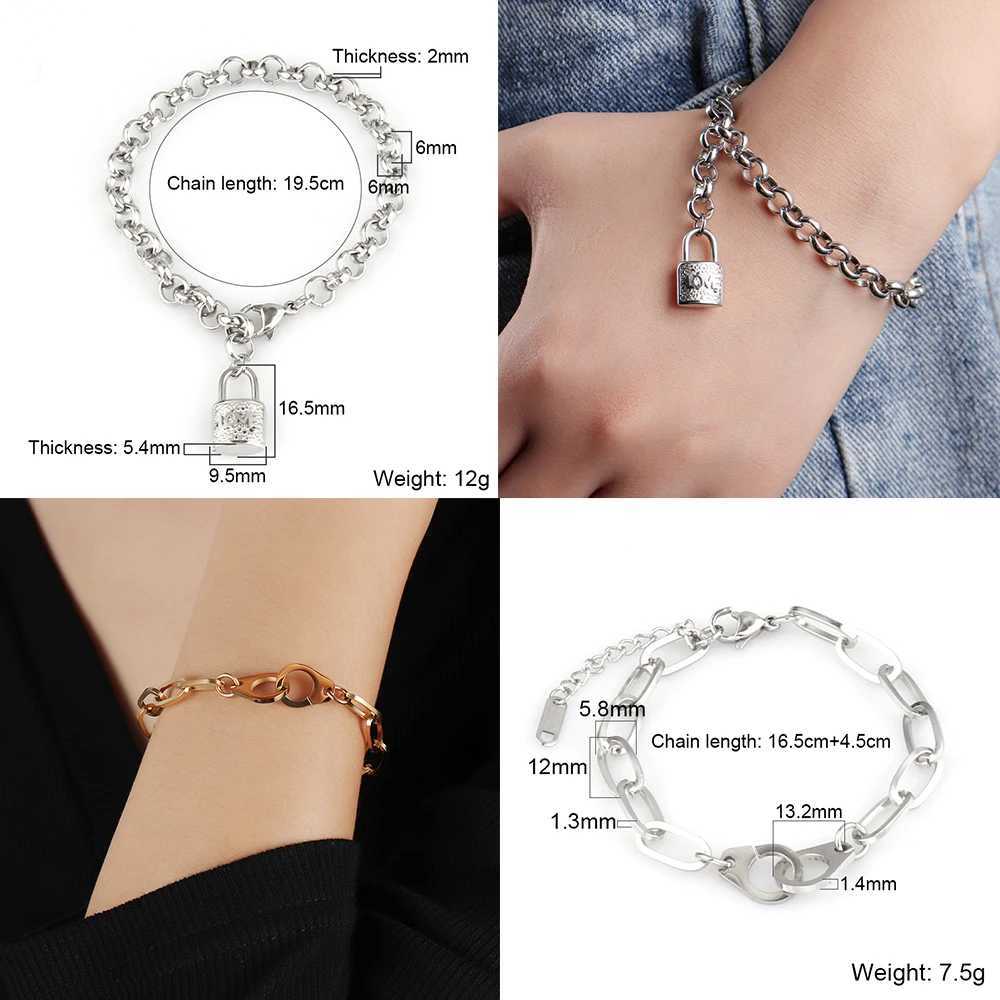 steel bracelet For Women stainless bracelets Heart Pendant Bracelets Fashion Chain Bracelets women Thick Bracelet Jewelry Gift W250116