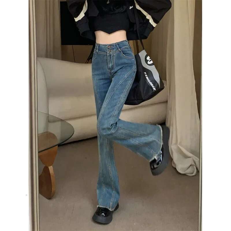 Plus Size Jeans Women's Spring 2023 New Slimming High Waist Micro Flare Cotton Stretch Denim Trousers For A Slimmer Silhouette