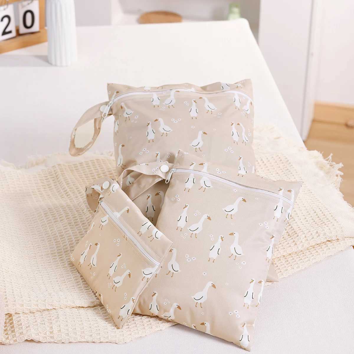 3PCS Recycled Fabric Waterproof Wet Dry Bag Portable Diaper Bag Sanitary Storage BagXJ250117
