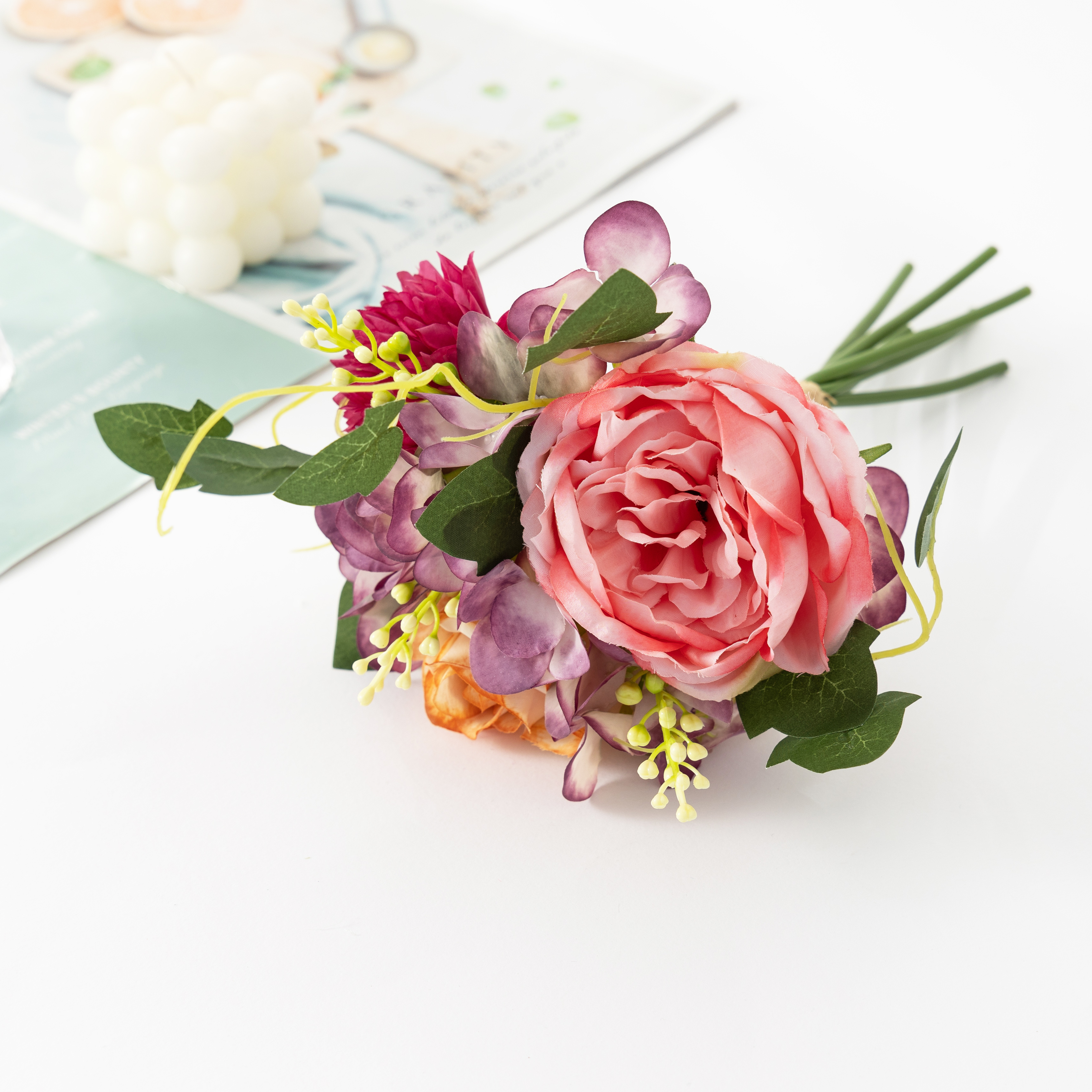 Hundred Flowers Wedding Accompaniment Flower Simulation Peony Rose Hydrangea Hand Bouquet Fake Flowers Photography Home Decoration