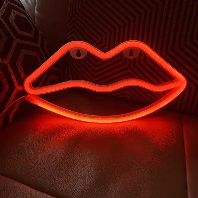 Lipstick shaped LED neon light logo USB powered love neon light night light 3D wall mounted art and game room bedroom living room decoration light log