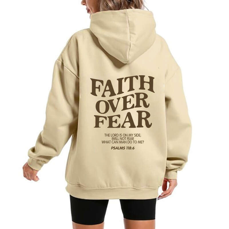 new hooded long sleeved Faith Over Fear printed sweatshirt jacket