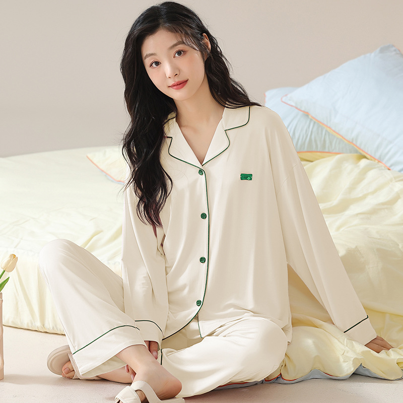 B666-Spring and autumn long-sleeved women's cardigan autumn and winter cotton confinement clothes plus size home clothes suit summer