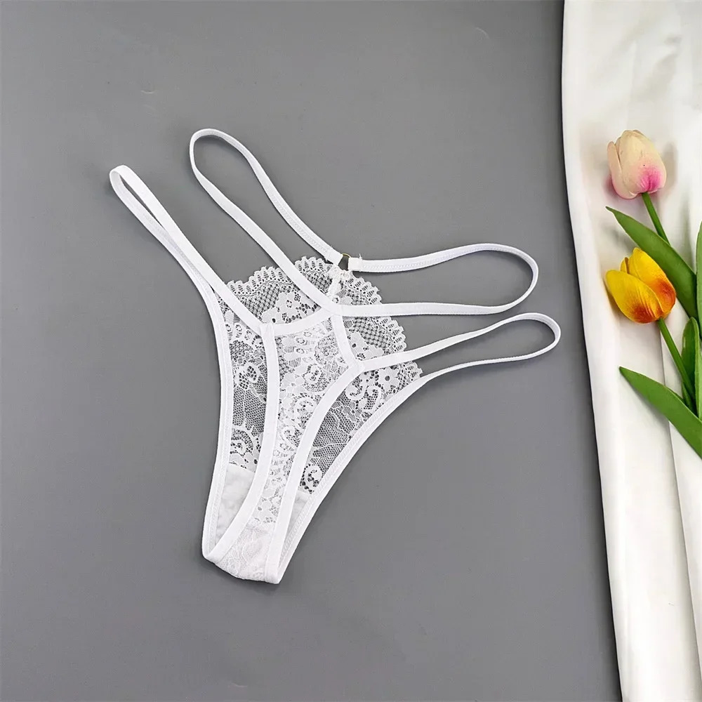 3 Pcs Lace Thin Strap Thong Women Low Waist Sexy Perspective Underwear Ladies Transparent G-string Panty Plus Size T-back 250114