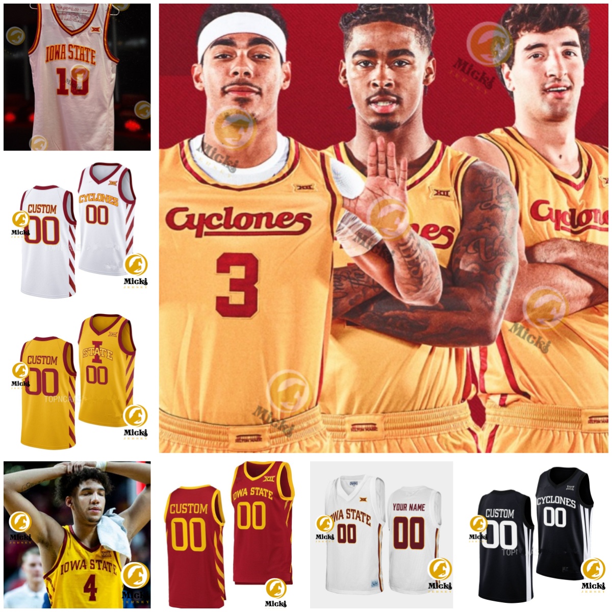 Milan Momcilovic Omaha Biliew Iowa State Cyclones Basketball Jersey Cade Kelderman JT Rock Nate Heise Dishon Jackson Joshua Jefferson Iowa State Jerseys Custom