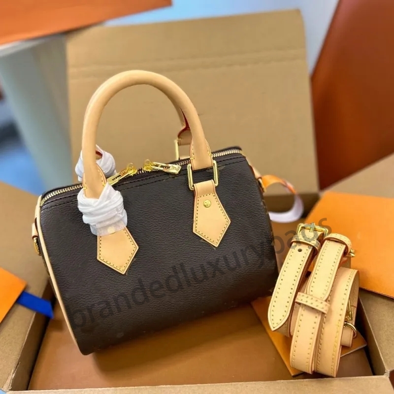 Shoulder Bags Top Designer Mini Nano 16cm Shoulder Bag Women Leather Denim Crossbody Luxury Brands Embossed Tote Purse Brown Flower Handbag