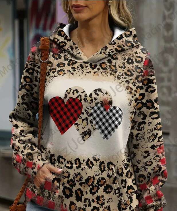 Leopard Cross & Butterfly 3D Print Hoodie Fashion Oversized Hoodies Women Sweats Hooded Sweatshirt Women's Clothing