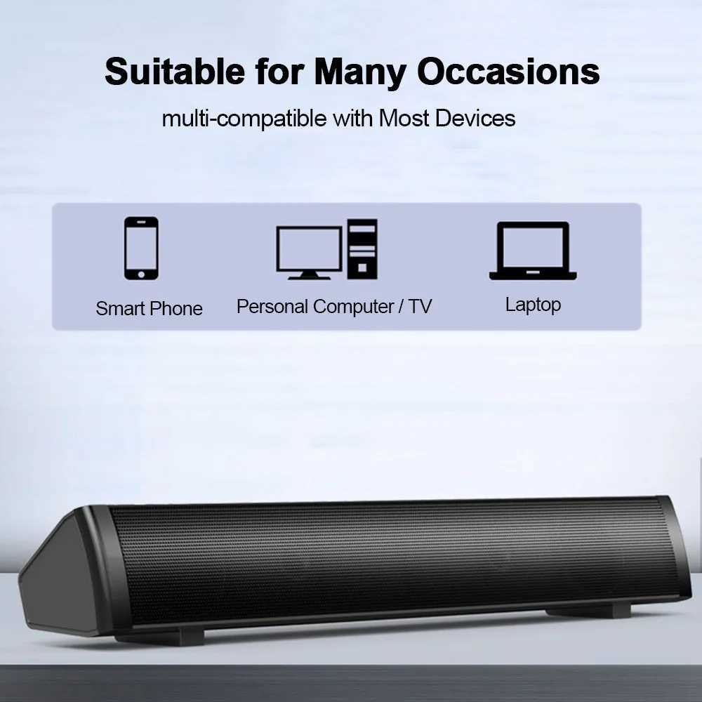 Car Audio SADA V105 Computer Speakers Wired Computer Sound Bar Speaker Bar Stereo USB Powered Mini Long Soundbar for TV PC Desktop Laptop H250118