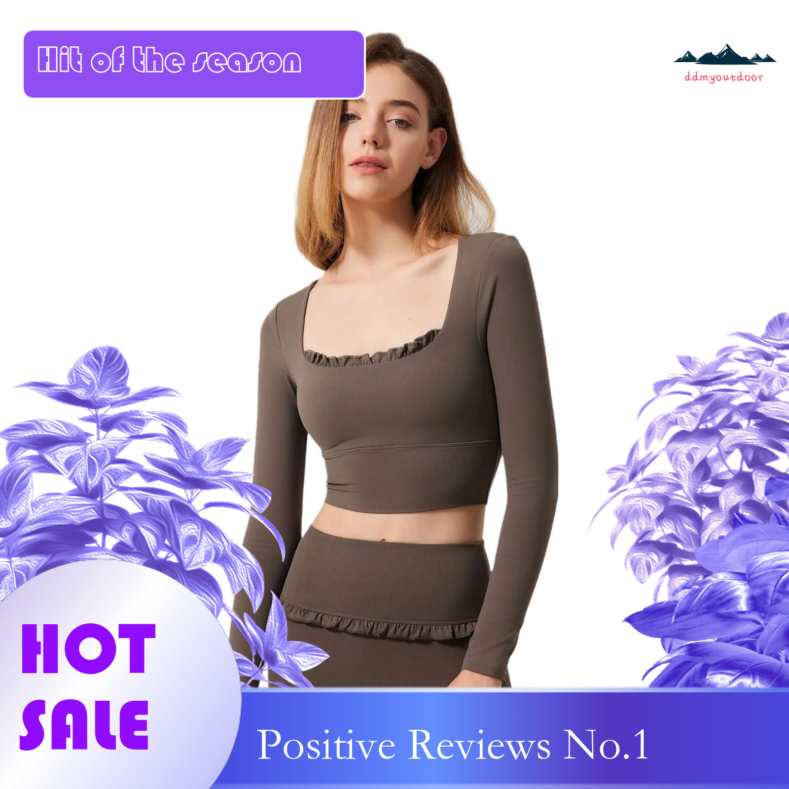 Ddmyoutdoor China Domestic Mermaid Curve Lace Yoga Long Sleeve Semi Fixed Cup Running Slim Fit Sports Bra Breathable Fiess Suit Top