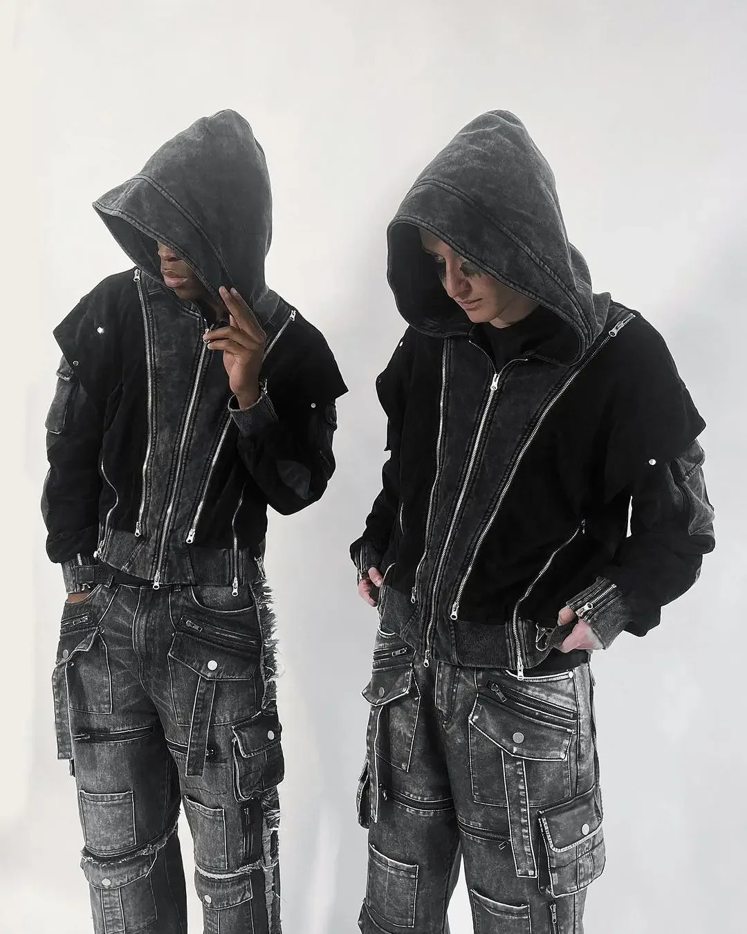 Trendy Retro Multi-pocket Heavy-duty Baggy Jeans Men Women Gothic Hip-hop Distressed Washed Jeans Y2K Harajuku Wide-leg Pants 250109