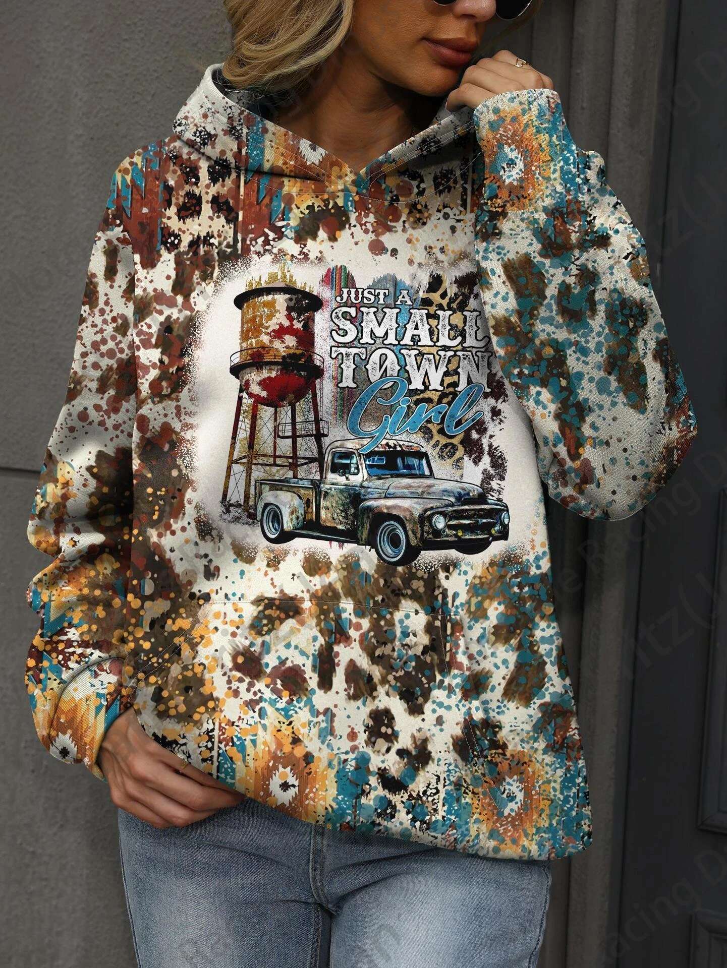 Leopard Cross & Butterfly 3D Print Hoodie Fashion Oversized Hoodies Women Sweats Hooded Sweatshirt Women's Clothing