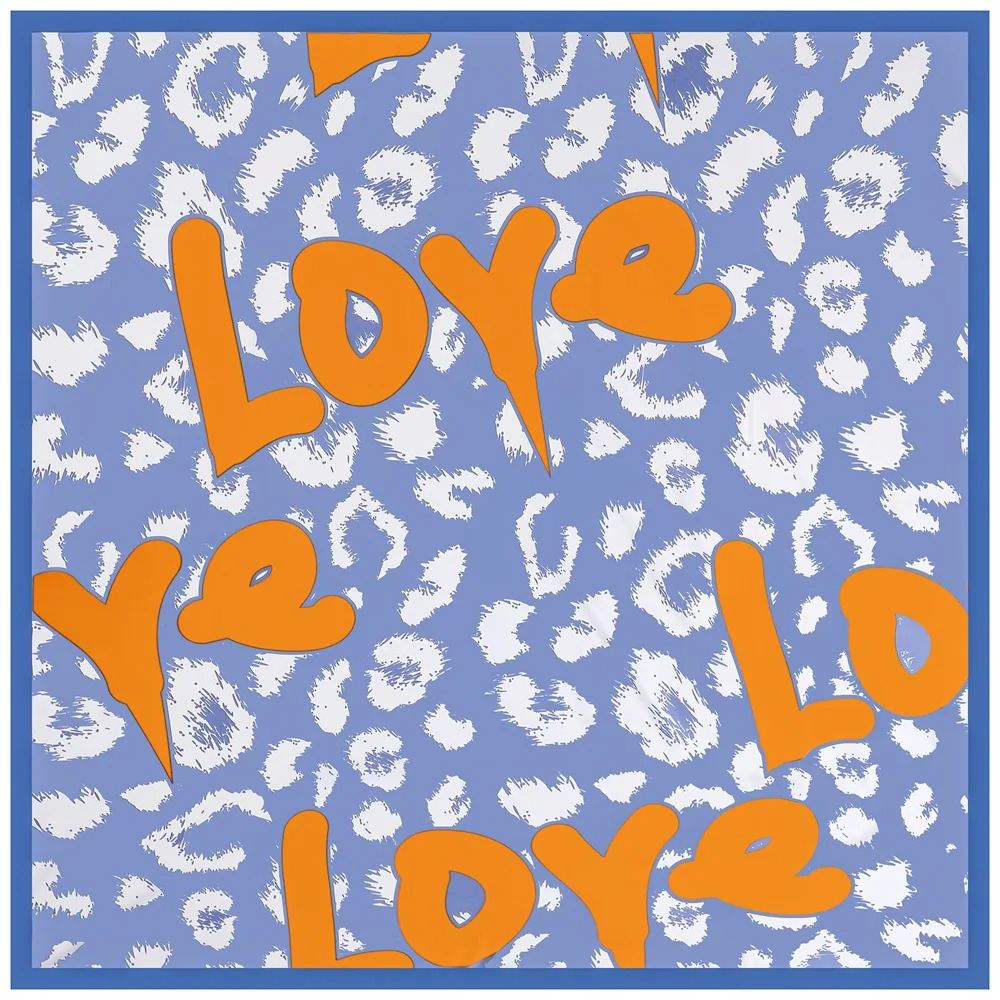130CM Silk Scarf Women Large Shawls Letter love Print Stoles Square Bandana Kerchief Hijab Female Foulards Sjaal 250108