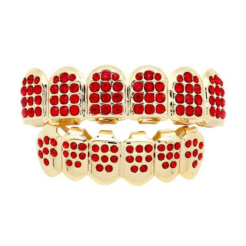 Fshion Hip Hop Gold Colour Iced Out CZ Teeth Grillz Top Bottom Men Women Jewelry Drop ShipXJ250114
