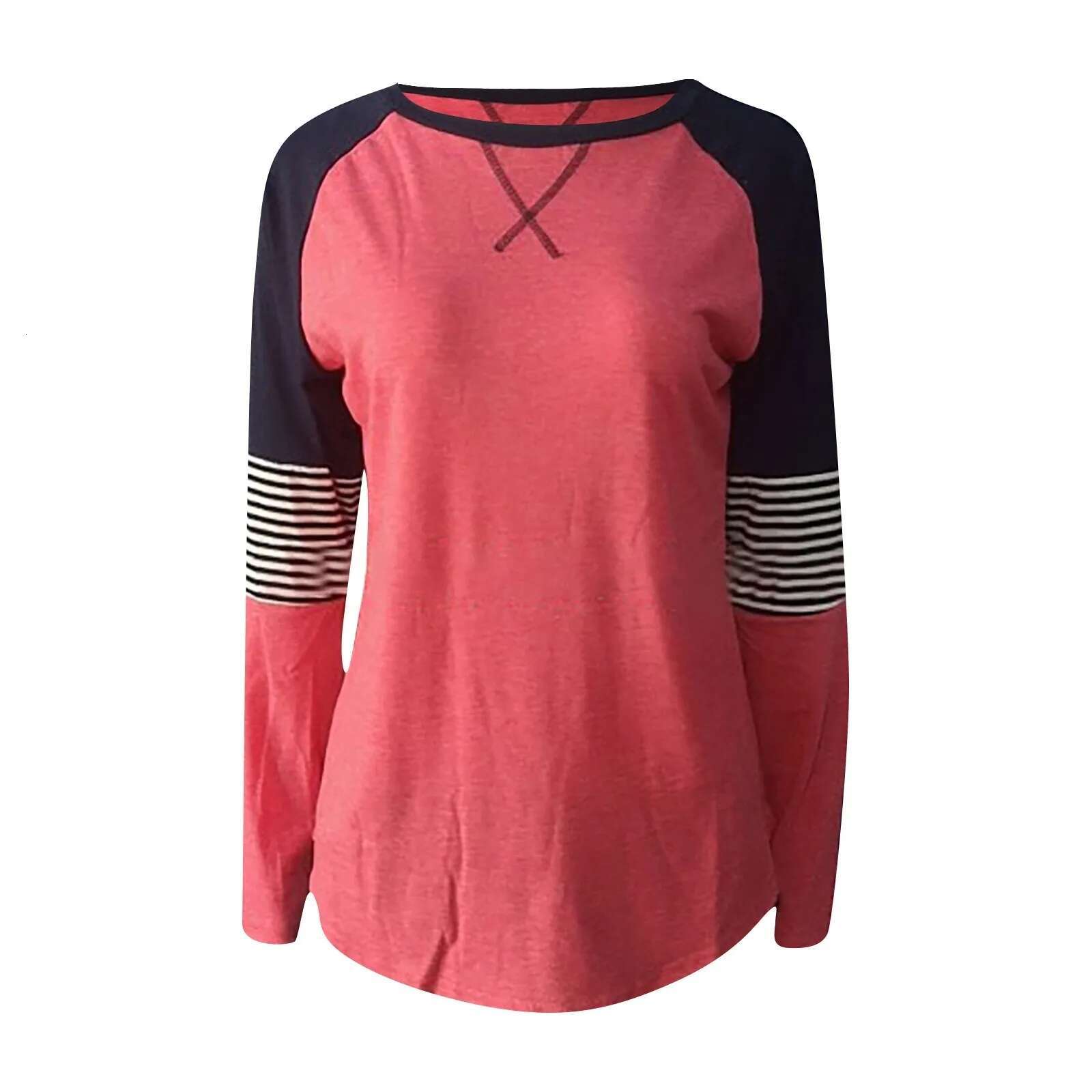 Women's Casual Long Sleeved Waist Tied Top With Round Neckline And Striped Color Shirt Casual Sports Shirt Designer T-shirt
