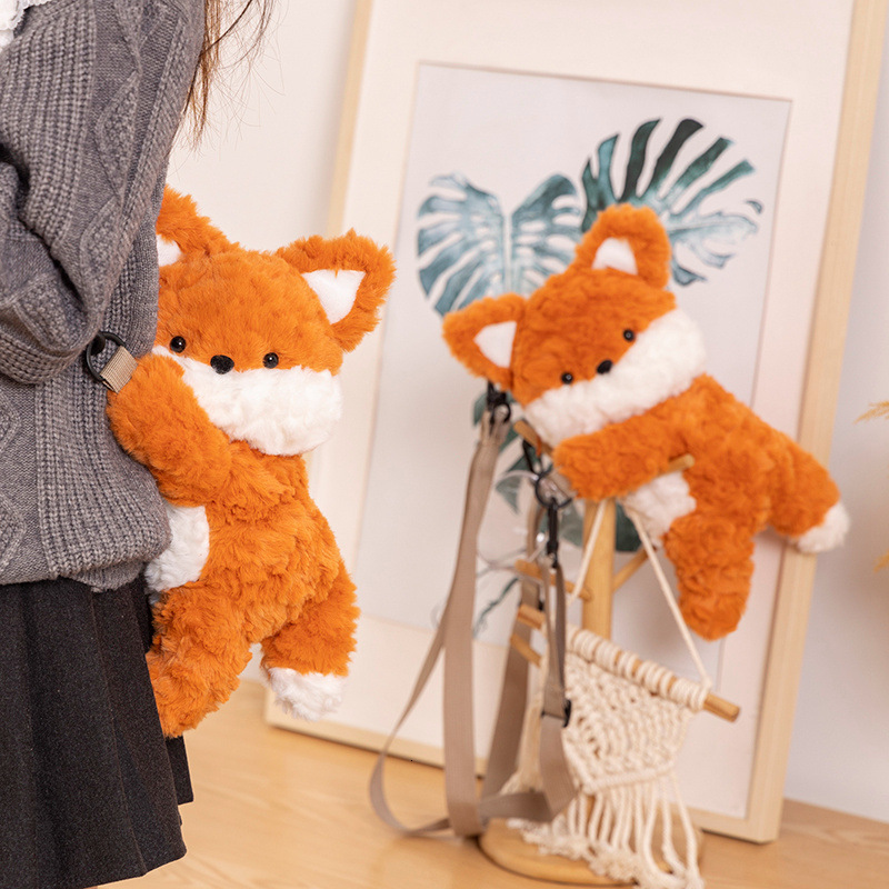 Cute and silly little fox plush toy for girls, backpack, mobile phone bag, coin purse, children's puppet doll swissmilitary