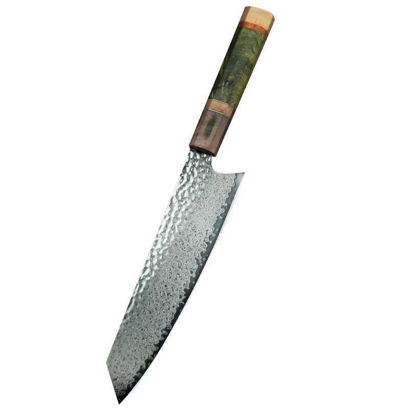 Damascus Chef Knife 8 Inch Vg10 Japanese Knife Stabilized Colored Wood Handle Sixty-seven Layers Of Damascus Are Freshly ForgedXJ250117