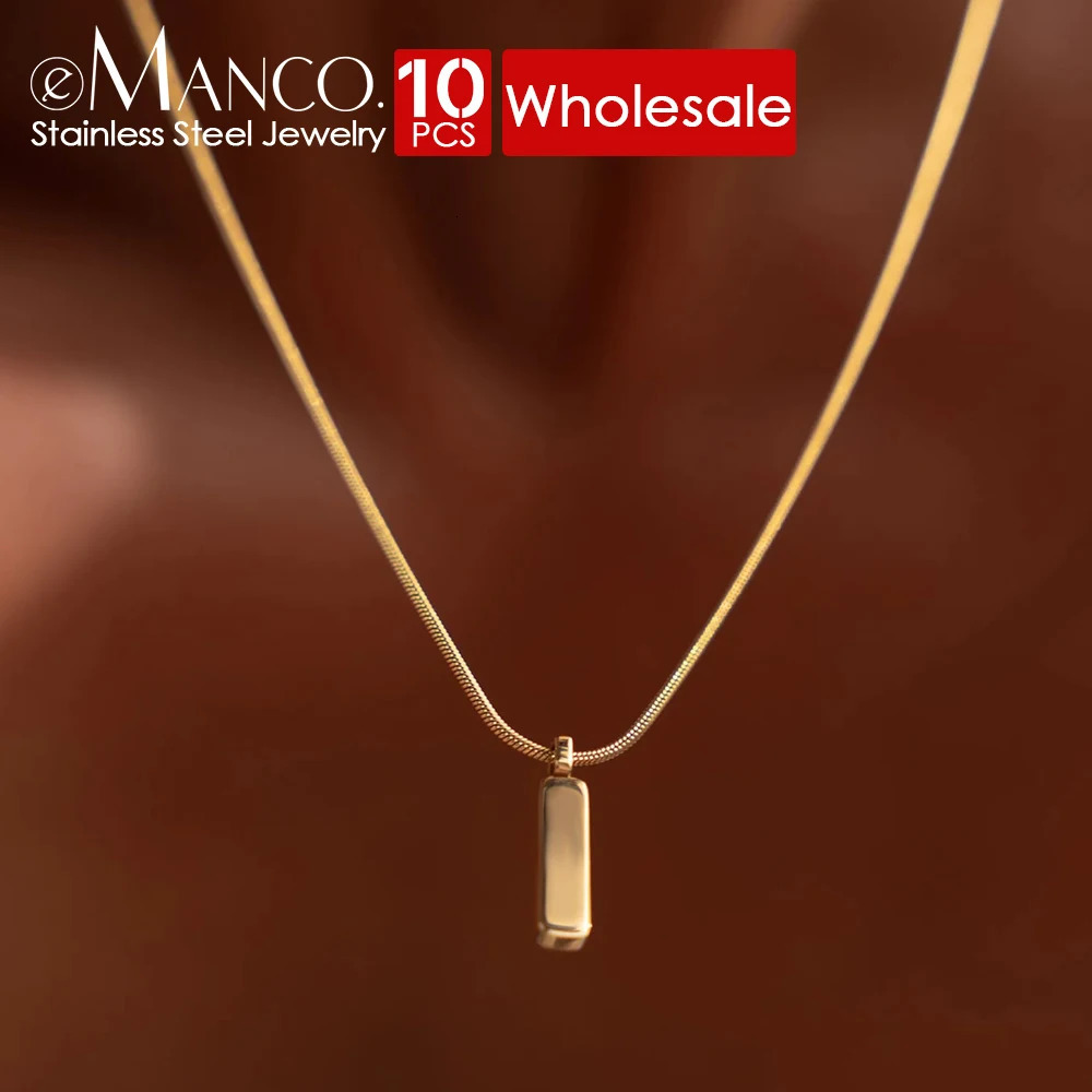 10PCS White Gold Stainless Steel Collarbone Chain Simple Fashion Square Necklace Does Not Lose color Wholesale 250109